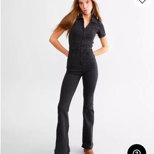 Free People Black jayde flare Jumpsuit